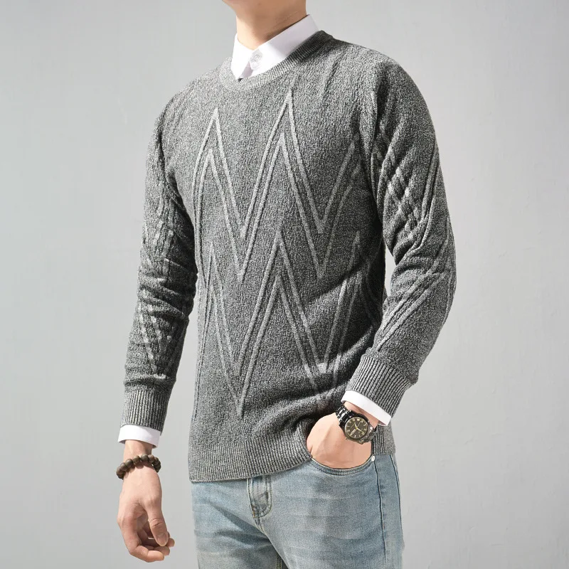 

A682 Autumn Men Clothing Sweater Fashions Knitwear Casual Jacquard Youth Stretch Thicken Harajuku Daily Warm Knitting Pullovers