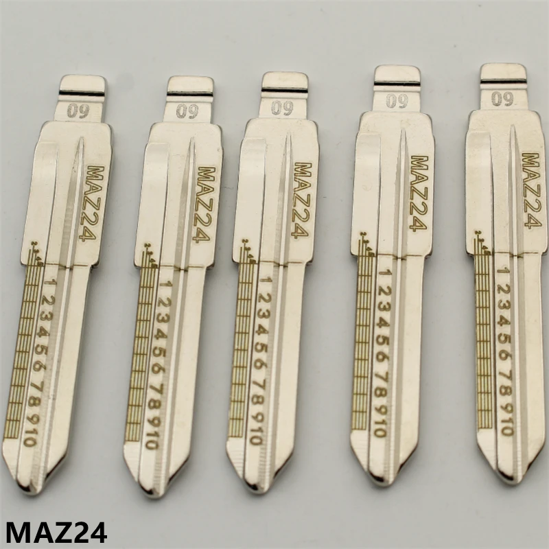 XIEAILI OEM 30Pcs NO.9 MAZ24 Engraved Line Key Blade Scale Shearing Teeth Uncut Key Blade For Mazda   K421