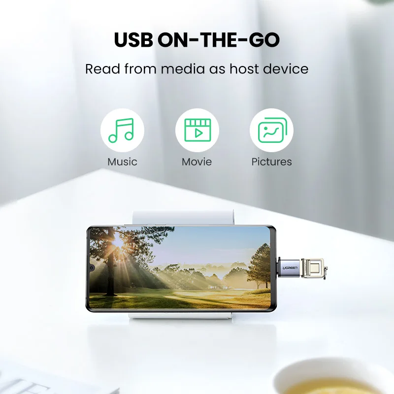 Ugreen USB C 어댑터 유형 C-USB 3.0 어댑터 Thunderbolt 3 Type-C 어댑터 Macbook pro Air 용 OTG 케이블 Samsung S10 S9 USB OTG