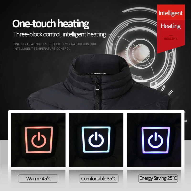 S-8XL USB Electric Heated Vest Hot Sale Intelligent Heating Waistcoat Thermal Warm Clothing Outdoor Camping Hiking Heated Jacket