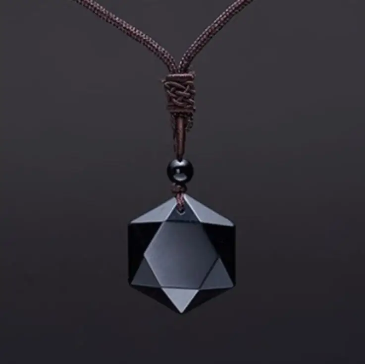 DropสีดำObsidianจี้สร้อยคอObsidianดาวRongDeจี้คริสตัลเครื่องประดับฟรีเชือก