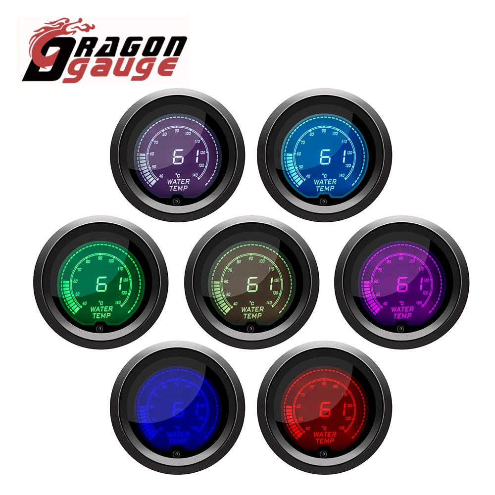 DRAGON GAUGE 52 mm Drehzahlmesser, Spannungsverstärkung, Wassertemperatur, Öltemperatur, Ölpresse, ETG-Messgerät, LED-Digitalanzeige, Autoanzeige, 7 Farben ändern – Detail 7