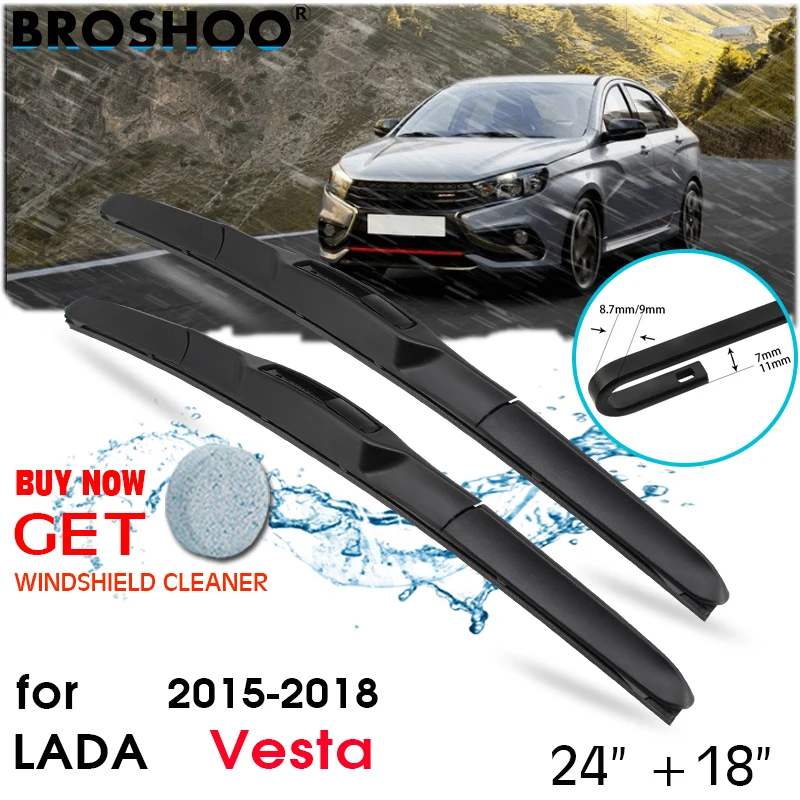 

Car Wiper Blade Front Window Windscreen Windshield Wipers Blades Auto U Hook Arm Accessories For Lada Vesta 24"+18" 2015-2018