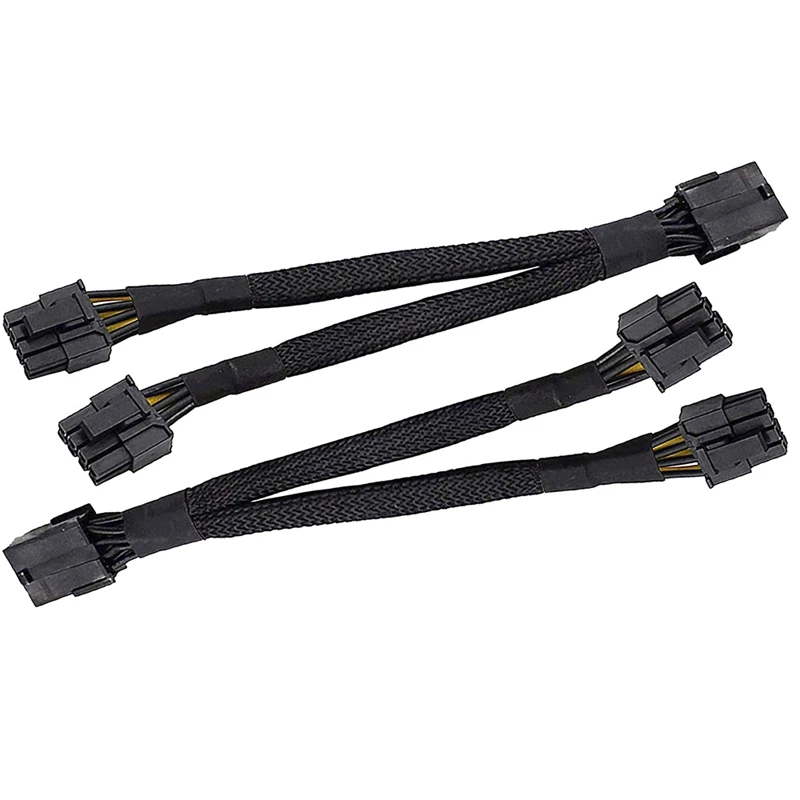 HOT-GPU PCIe 8 Pin Female to Dual 2X 8 Pin (6+2) Male PCI Express Power Adapter Braided Y-Splitter Extension Cable,20cm