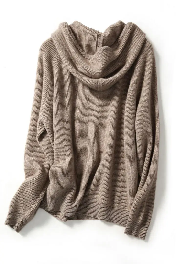 Autumn Winter Elastic Soft Fashion Cashmere Hooded Elasticity Sweater Women\'s Coat Female Loose Large Size Knitted Tops Jumpe