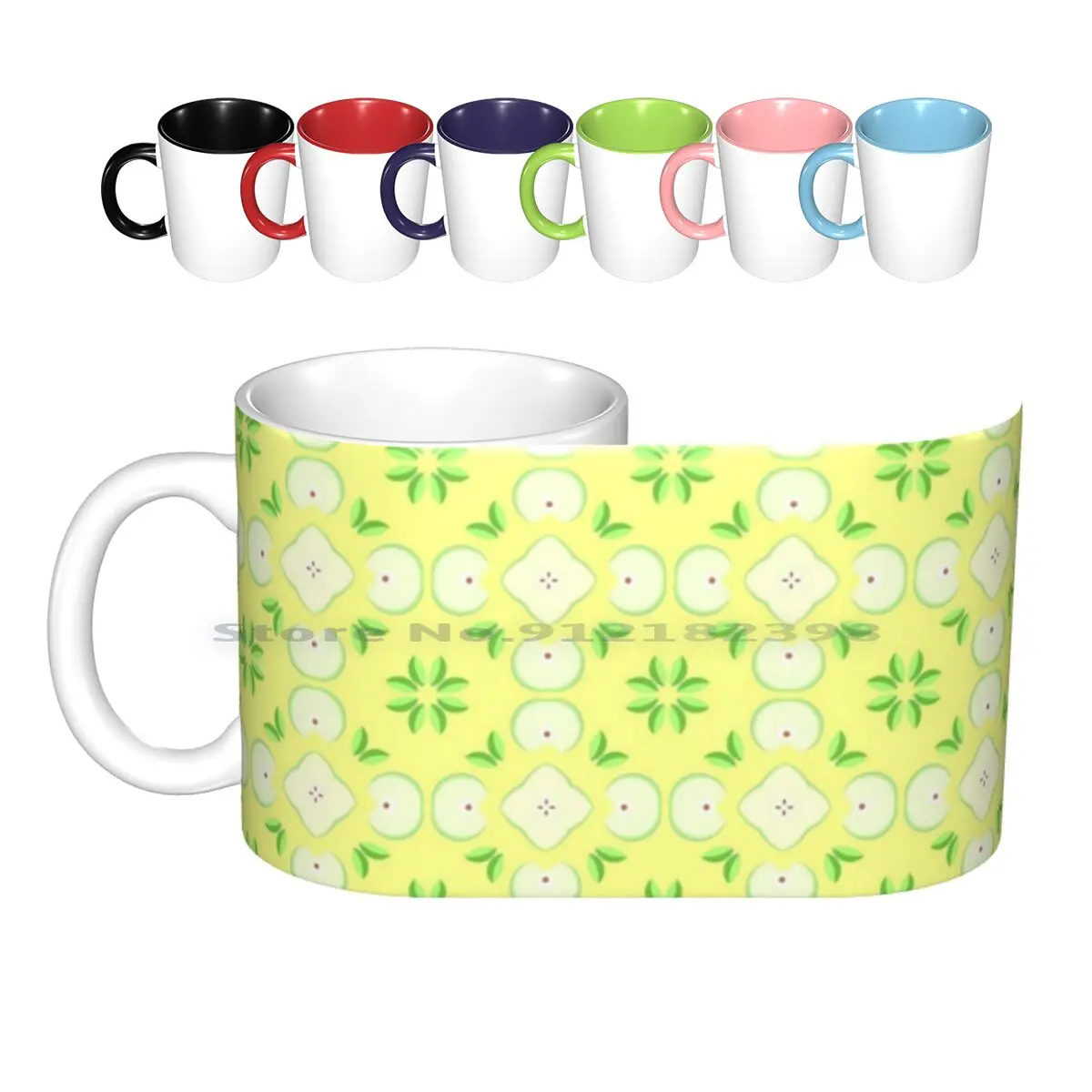 Yellow Vector Seamless Colorful Repeat Pattern Ceramic Mugs Coffee Cups Milk Tea Mug Big Yellow Black And Yellow Black And