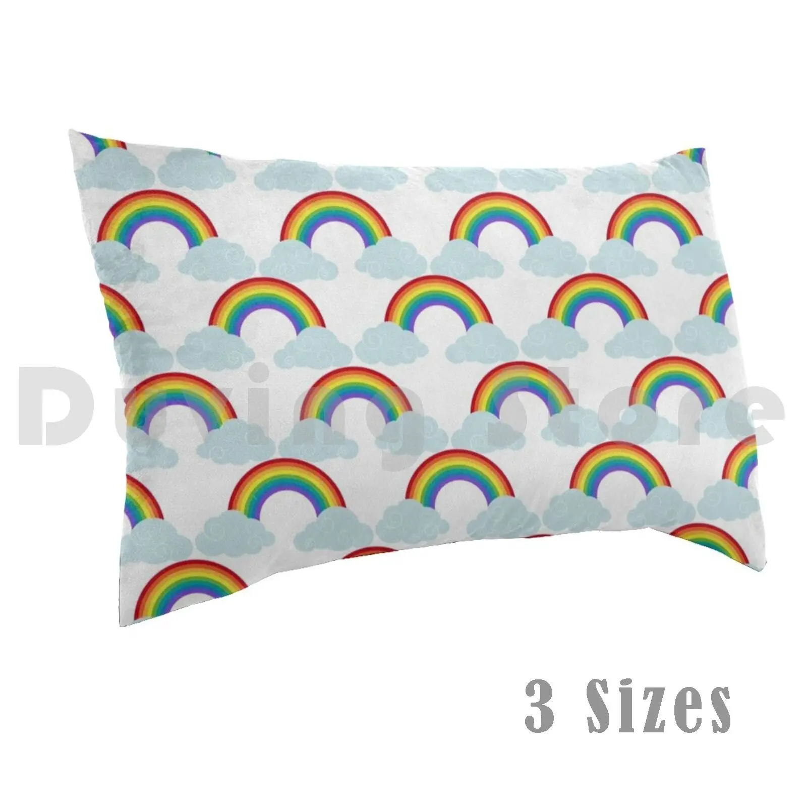 Simple Rainbow And Cloud Pattern Pillow Case Printed 35x50 Rainbow Raindrops Rain Cloud Clouds Cute Weather