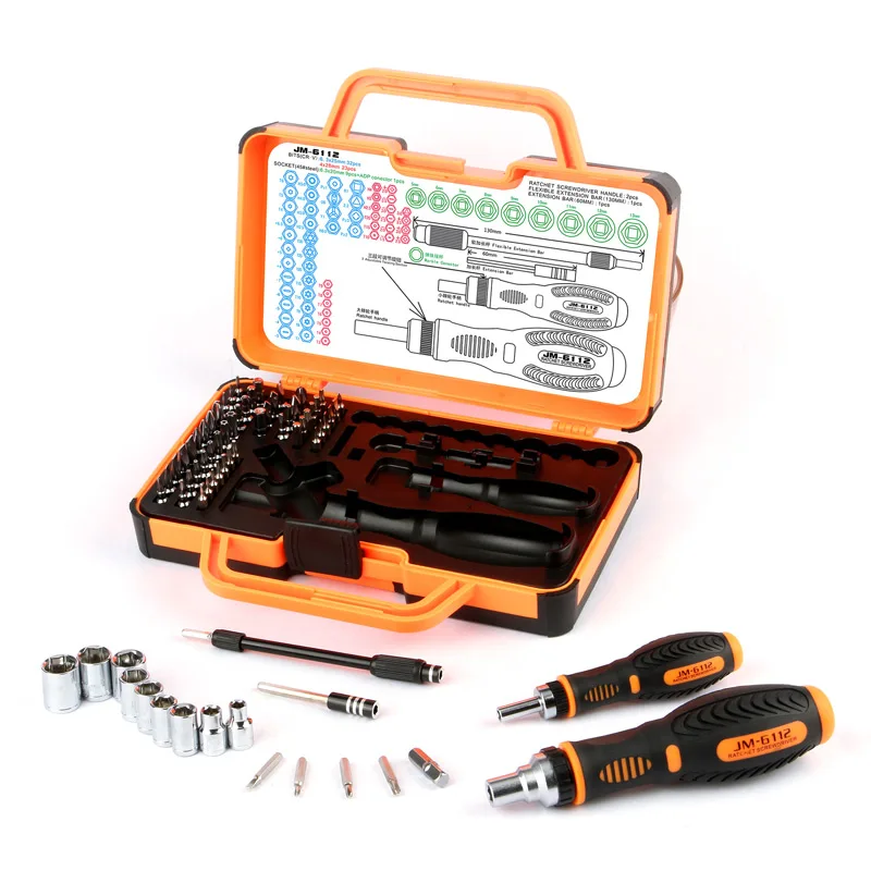 

69 in 1 DIY Hand Tool Set 180 Degrees Ratchet Screwdriver set with Chrome Vanadium Bits Home Tools Portable repair tool kit