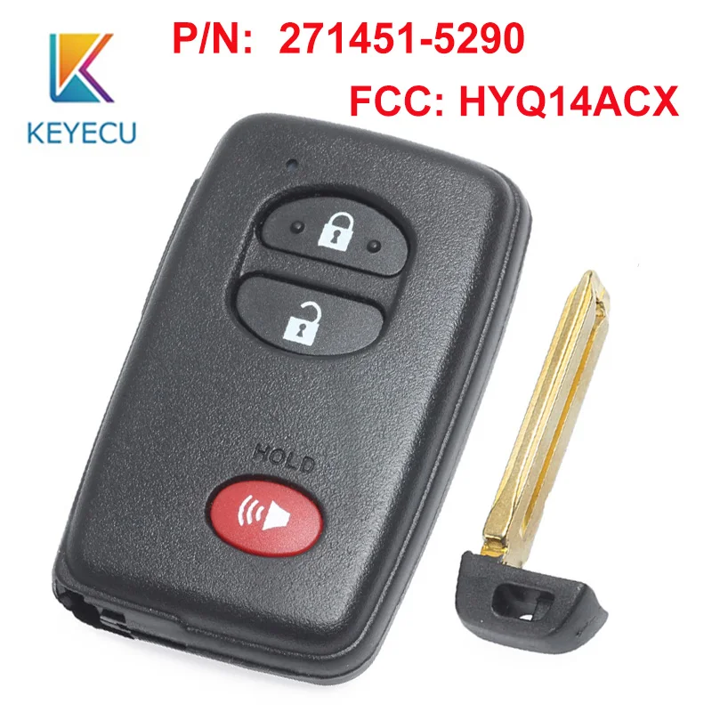 

KEYECU Smart Prox Remote Key for Toyota Venza Prius 2011 2012 2013 2014 2015 2016 FCC ID: HYQ14ACX P/N: 271451-5290