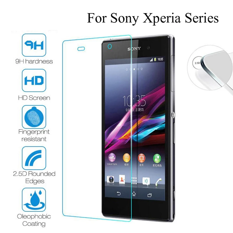 Tempered Film Protective Glass for Sony Xperia Z1 Z2 Z3 Z4 Compact Z5 Premium Toughed Screen Protector Smartphone Front Glass