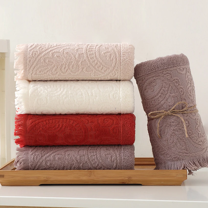 

Cotton Tassel Solid Color Face Towel Nordic Thick Jacquard Rectangle Face Towels Adults Kids Home Bathroom Hotel Toalha Toalla