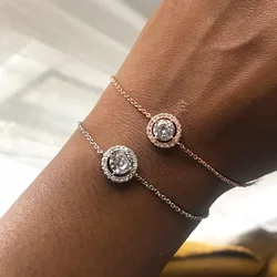 Colorful Bling Crystal Round Charm Bracelets for Women Colorful Zircon Gold Color Chain on Hand Wedding Fashion Y2k Jewelry H101