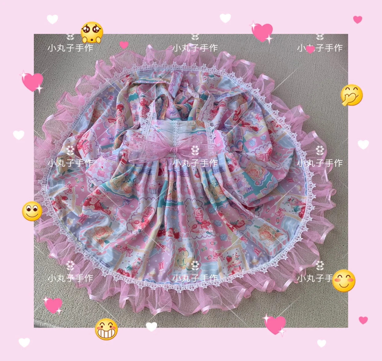 Baby girl summer vintage Spanish Turkey printed lolita dress kids sleeveless strap mesh stitching birthday party ball gown dress