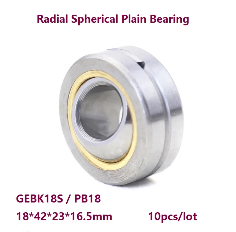 

10pcs/lot GEBK18S PB18 18×42×23×16.5mm Self-Lubrication for 18mm shaft Radial Spherical Plain Bearing 18*42*23*16.5 mm