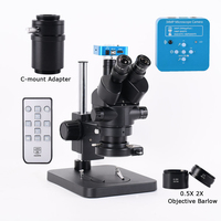 3.5X-90X Trinocular Microscope 34MP Stereo Microscope Kit 21MP HDMI USB Microscope Camera + 144 LED Light for PCB CPU Repair