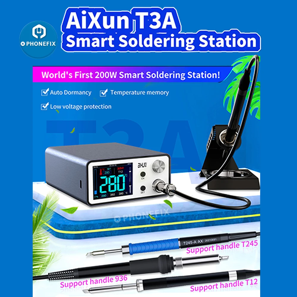 aixun t3a estacao de solda inteligente 200w com t12 t245 936 series lidar com ponta do ferro de solda estacao de ferro de solda eletrica jc 01