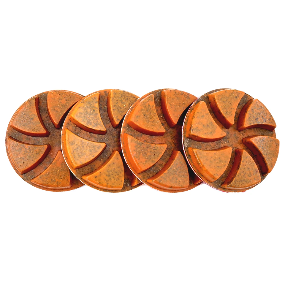 RIJILEI 4PCS 4 Inch Hybrid Copper Bond Rigid Diamond Polishing Pads For Grinding Granite Marble Concrete Floor Abrasive Disc