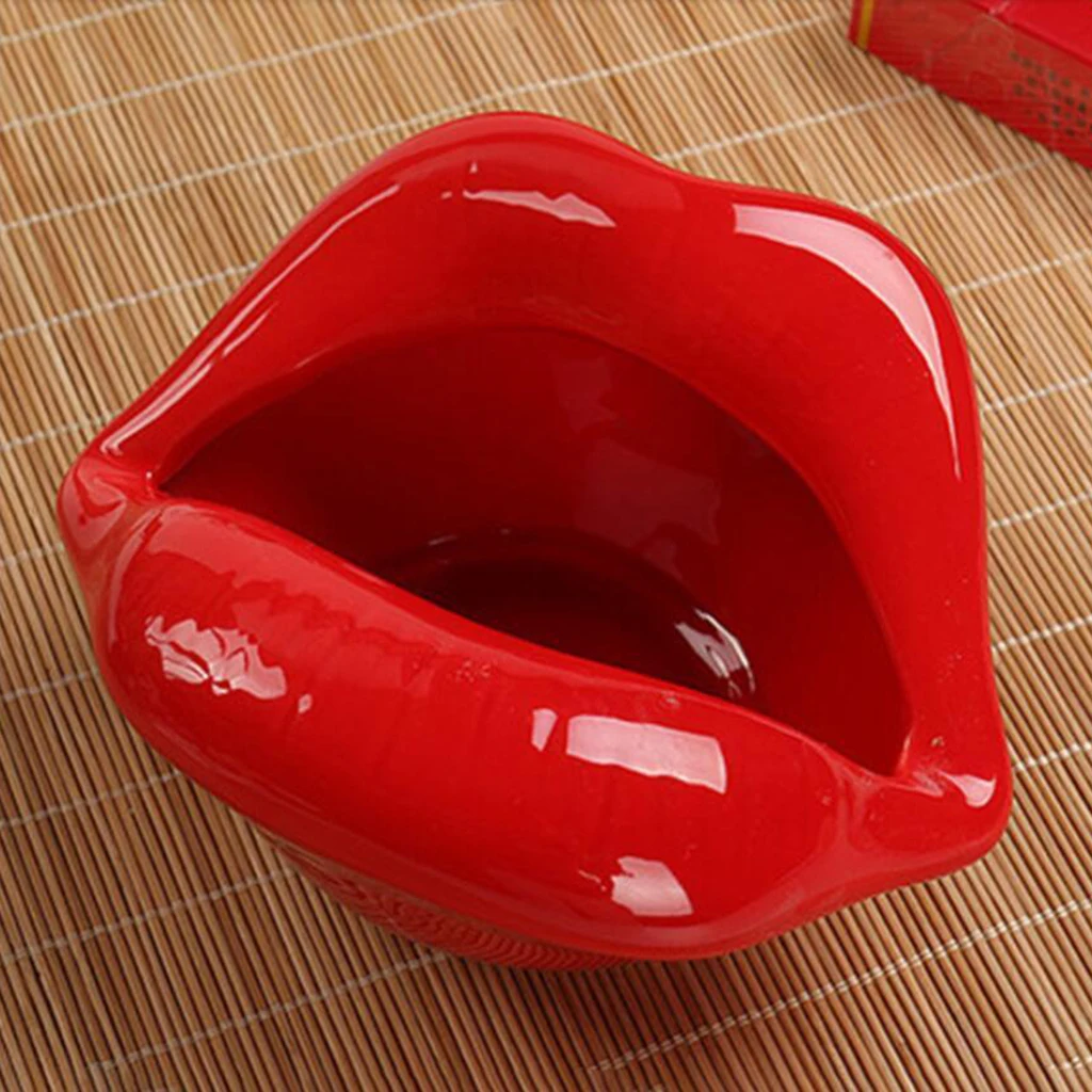 Lips Ceramic Ashtray Cigarette Ashtray Creative Flower Pot Trendy Mouth Holder Desktop Adornment Home Decor Table Ornament