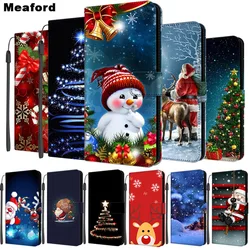 Christmas Flip Leather Cover For Samsung Galaxy J3 J4 J5 J6 J7 J8 2016 2017 2018 Phone Case for Galaxy J4 Core Plus Wallet Case