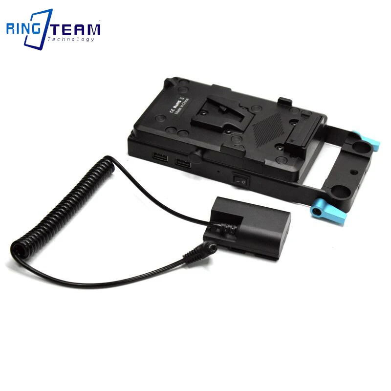 Decoded LP-E6 Dummy Battery DR-E6 DC Coupler + V Mount Plate for  Canon EOSR EOS 5D Mark IV III II 5D4 5DS 5DS R 6D 7D 7D Mark 2