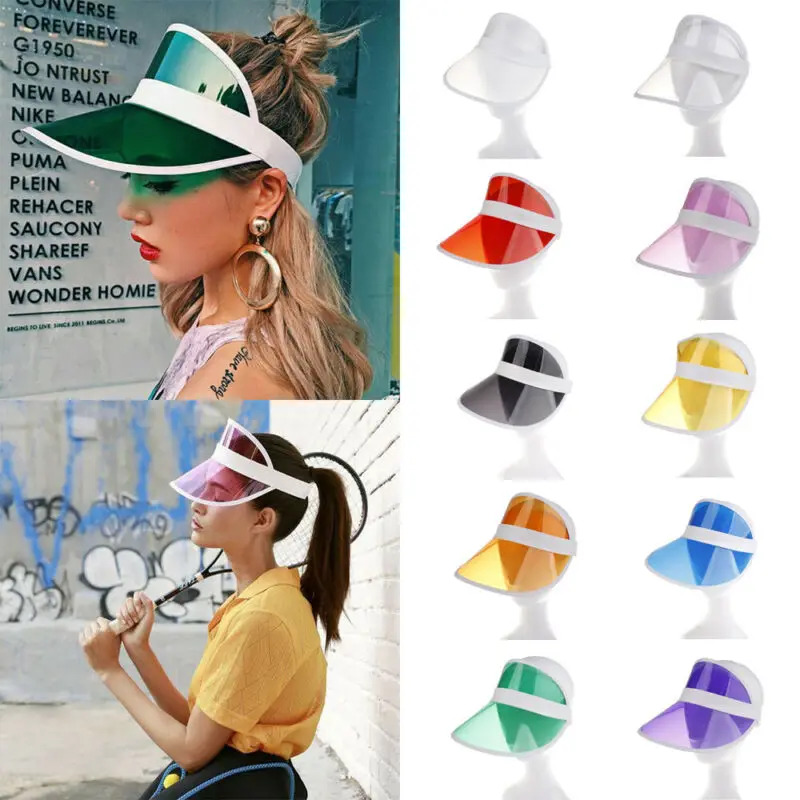 Hot Transparent Clear Plastic Adult Sunscreen Cap Women Summer PVC Outdoor Sport Frosted Hat Sun Visor Party Casual Hat