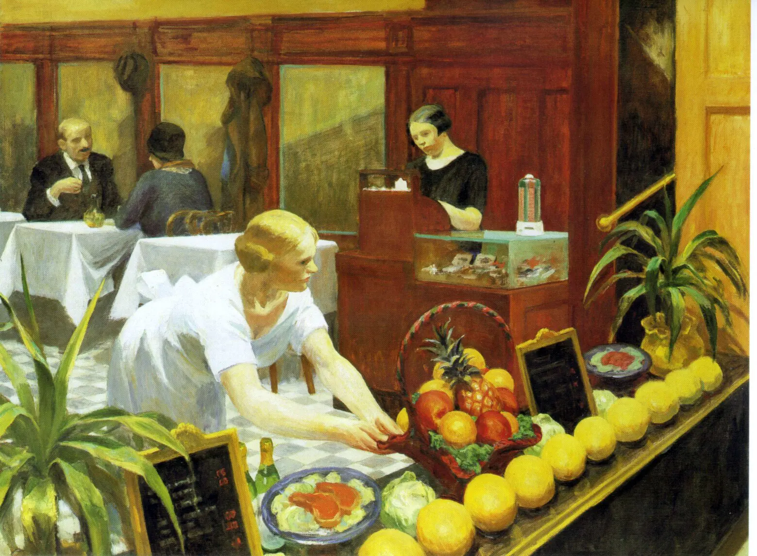 100% handmade Oil Painting reproduction on linen canvas, Table for Ladies by Edward Hopper,Free Shipping,High Quality