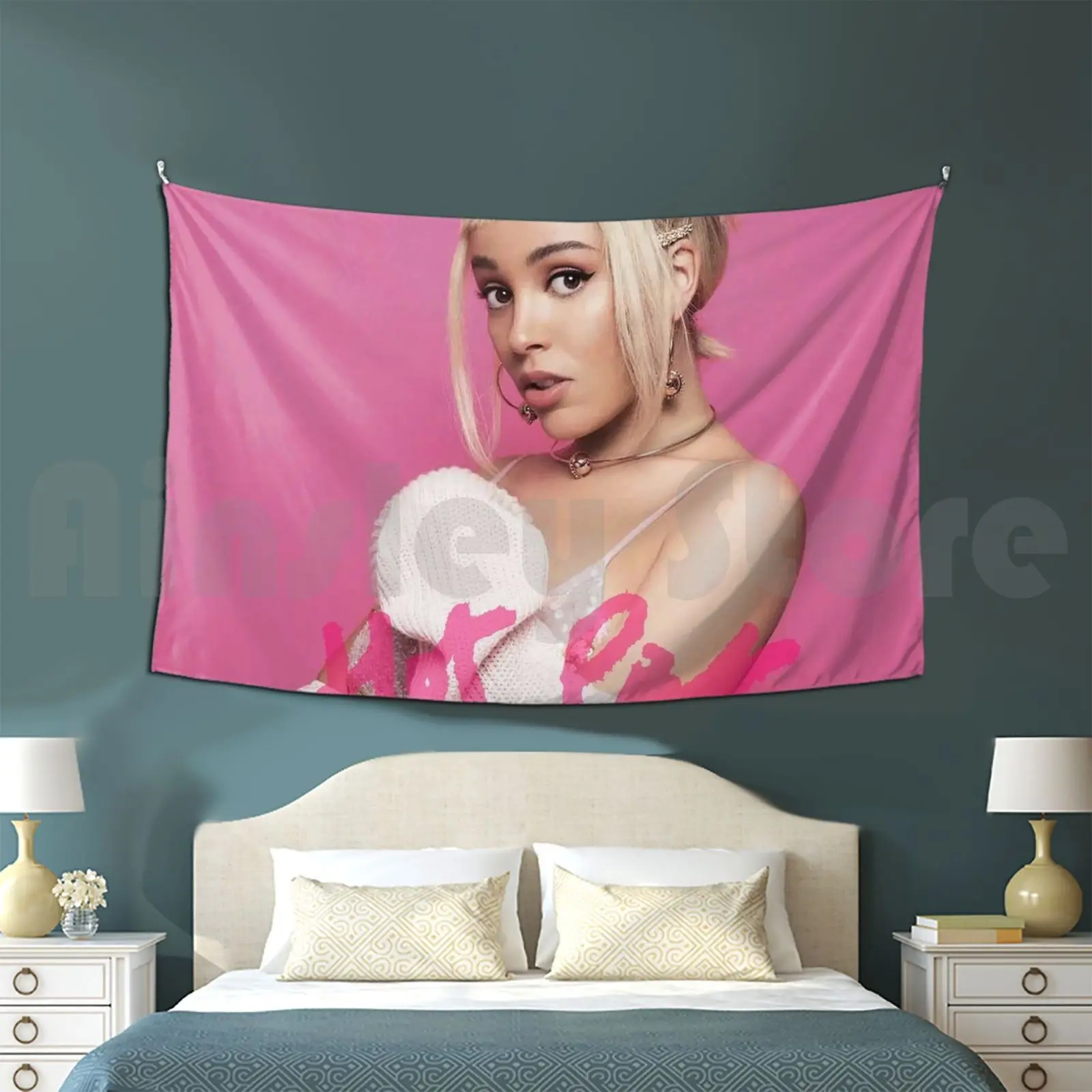 Threecut Cat Hot Red 2019 Tour World 2021 Tapestry Background Wall Hanging Live Doja Pink Concert Cover American