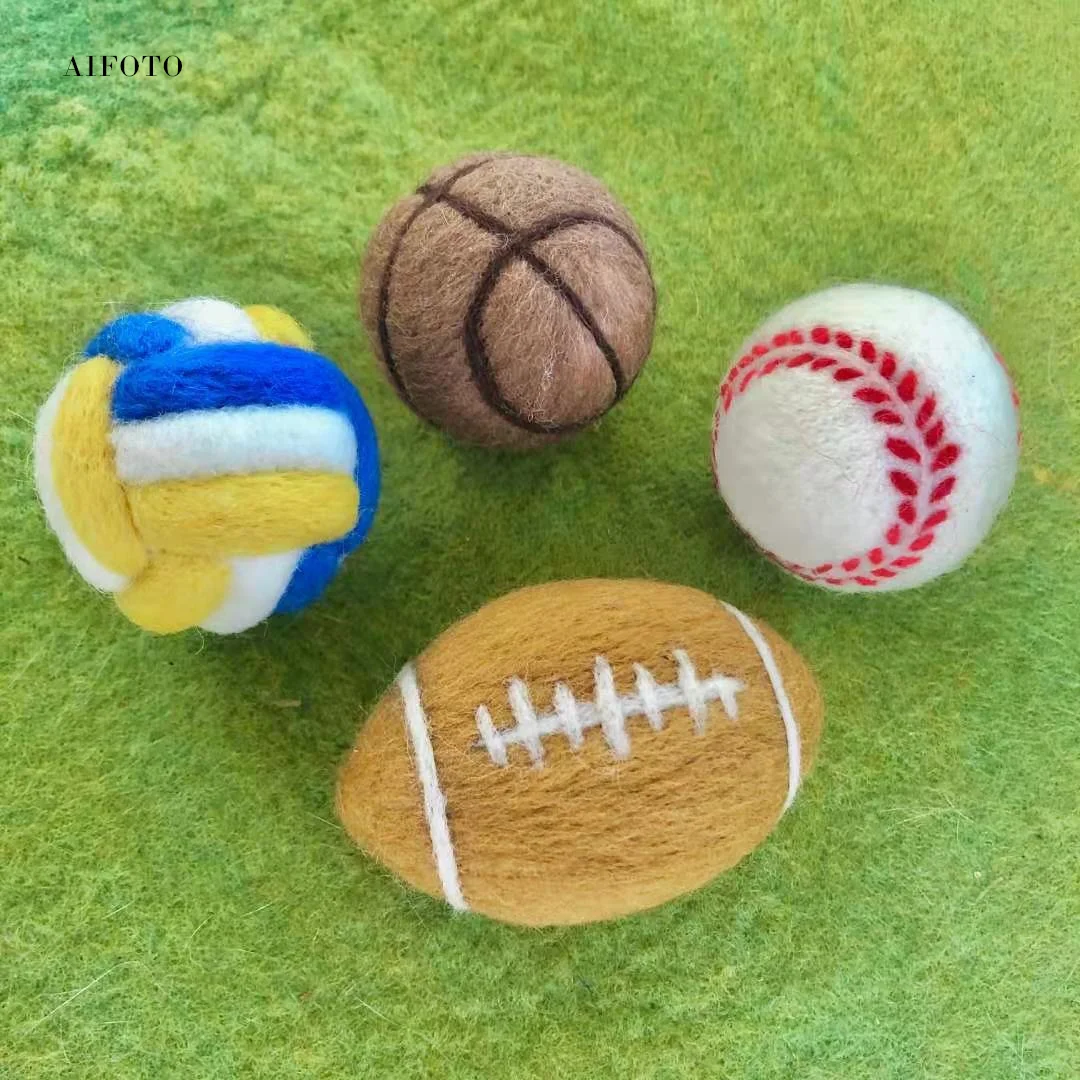 Newborn Photography Props Wool Felt Baseball Football Basketball for Baby Photo Toy Airplane Decoration Theme Creativity Prop