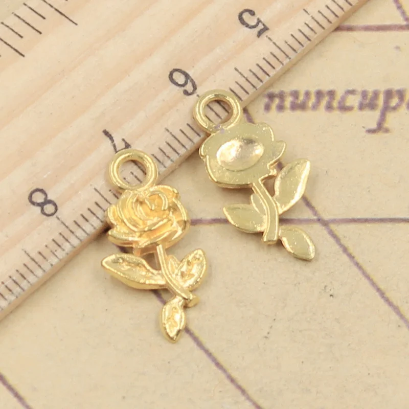 30pcs Charms Flower Rose 21x13mm Tibetan Bronze Silver Color Pendants Antique Jewelry Making DIY Handmade Craft