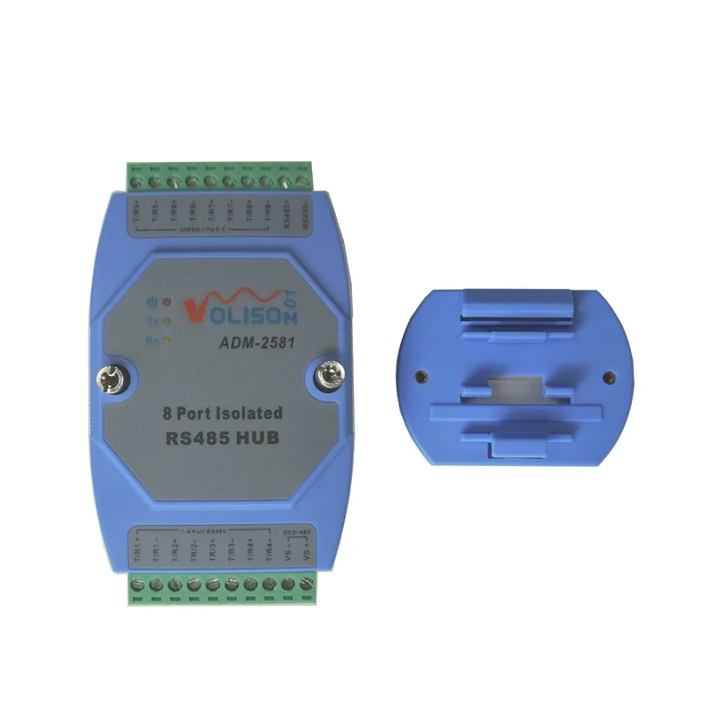 ADM-2581 Isolated 8 Channel 485 Hub 8 Port RS485 distributor 1 to 8 Sharer Repeater Industrial Grade Guide Rail