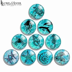 12mm 10mm 16mm 20mm 25mm 30mm 551 Marine Life Mix Round Glass Cabochon Jewelry Finding 18mm Snap Button Charm Bracelet