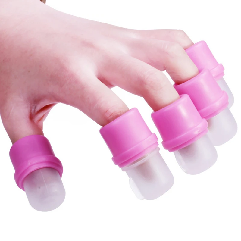 10 Pcs Wearable Nail Soakers Polish Remover DIY Acrylic UV Gel Cap Tip Set Nail Remover Finger Cots