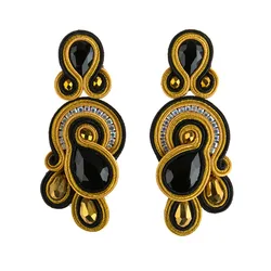 KpacoTa Fashion Soutache Earrings ethnic boho Design Handmade Weaving women's Drop Earring 2023 apparel Accessories green white