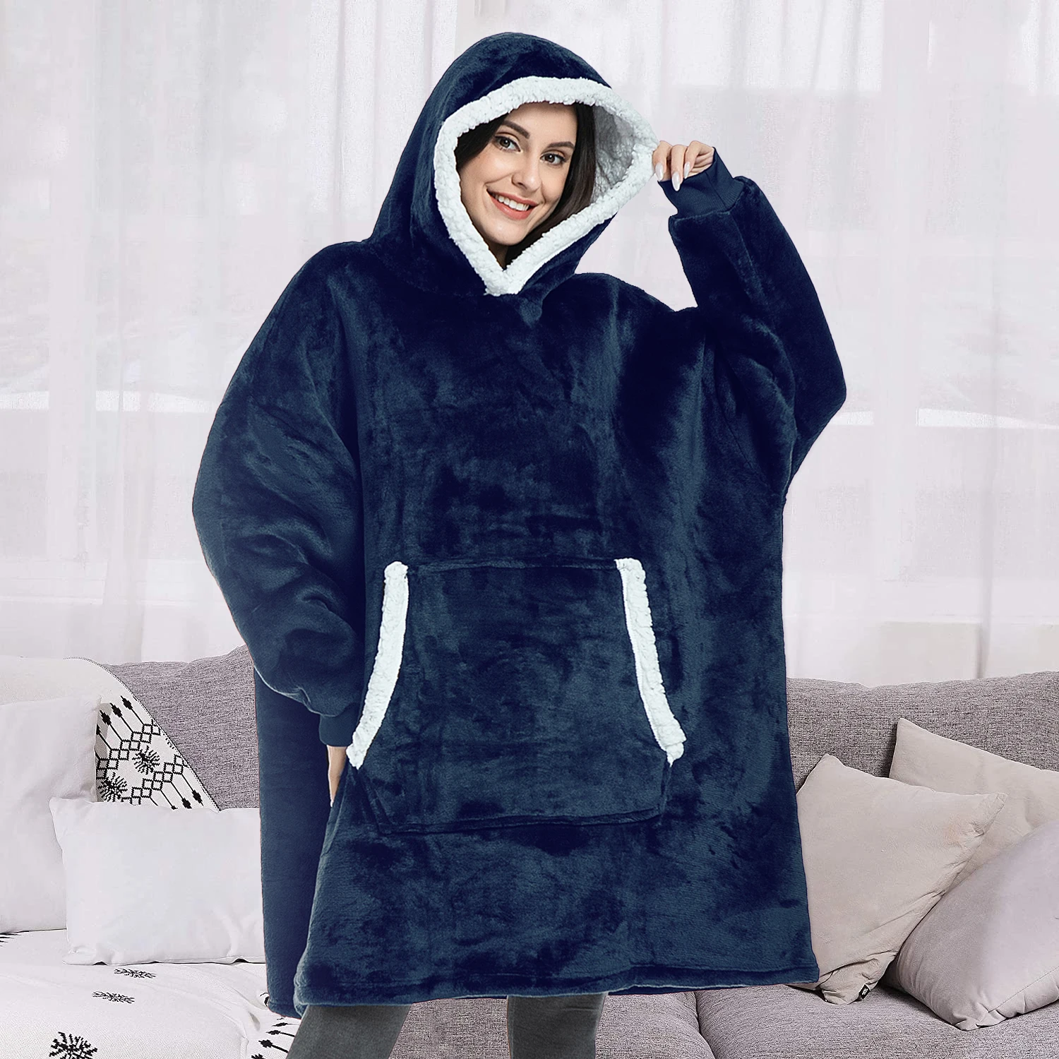 Leopard Fleece Hoodie Sweatshirt Women Oversized Hoodie Blanket With Sleeves and Pocket Oversize Pullover Sudaderas