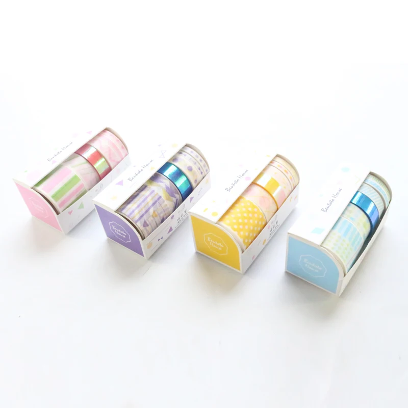 Domikee cute laser Japanese journal diary notebook decoration DIY washi paper masking tape rolls set stationery 6pcs