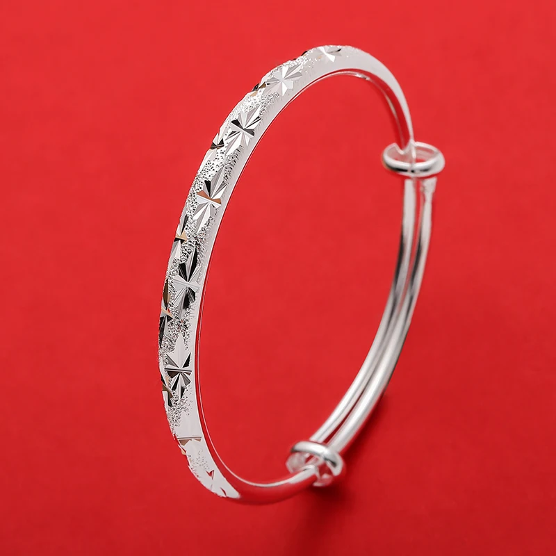 Hot new Fashion Shining gypsophila stars bangles 999 Color Silver Bracelets for Women adjustable wedding Party Gifts Jewelry