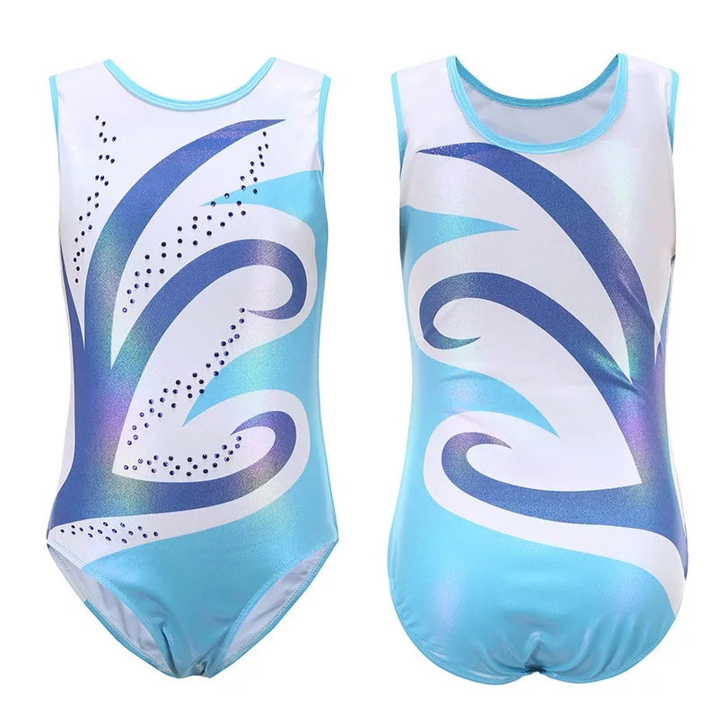 Kids Girls Ballet Gymnastics Jumpsuit Sparkle Patchwork Sleeveless Suit Dance Practice Leotards Bodysuit Sportswear