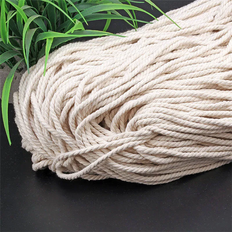 Corda de Macramé de Algodão Natural, 3 Shares, Torcida, 100% Cabos de Algodão, Casa, Casamento, Decoração de Natal, Artesanato DIY, 5mm, 6mm, 8mm, 10mm, 12mm, 15 milímetros, 18 milímetros, 20 milímetros