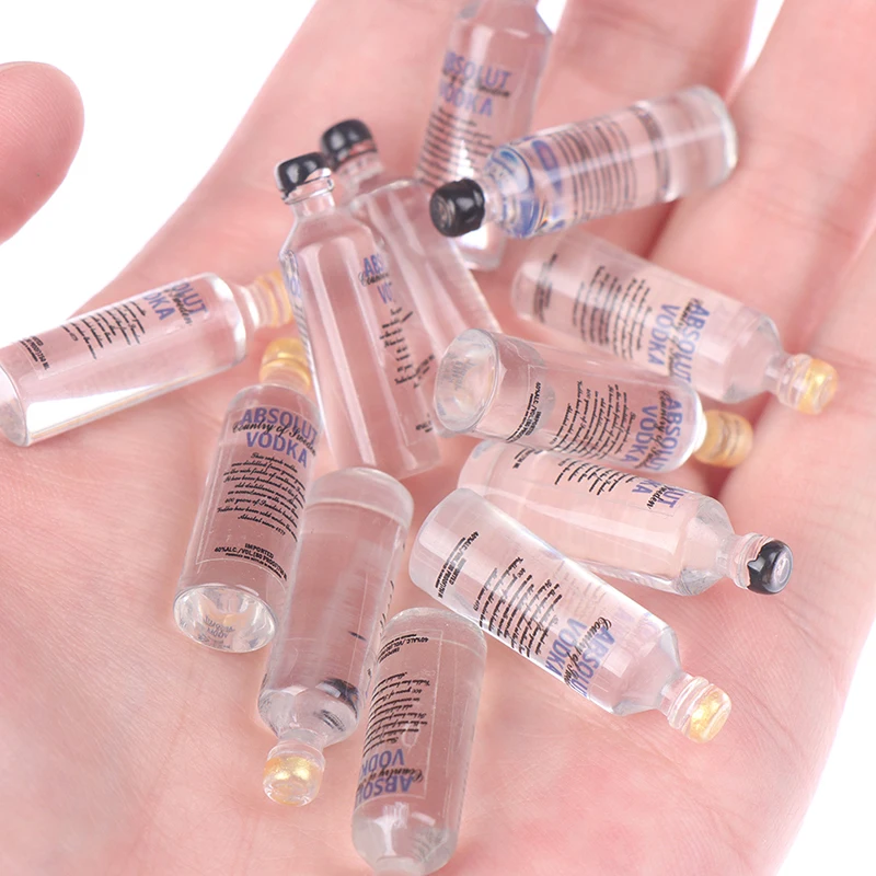 6pcs Miniature Dollhouse Resin Wine Bottles Kitchen Accessories Champagne Drink Bottle Model For Doll House Decor Kids Toys