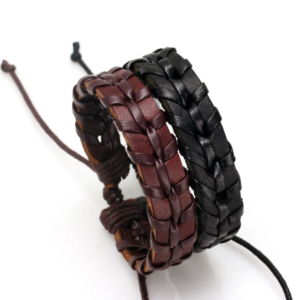 2024 Trend Charm Jewelry Handmade Weave Leather Bracelet Vintage Cuff Adjustable Bracelets For Women Pulseras Mujer