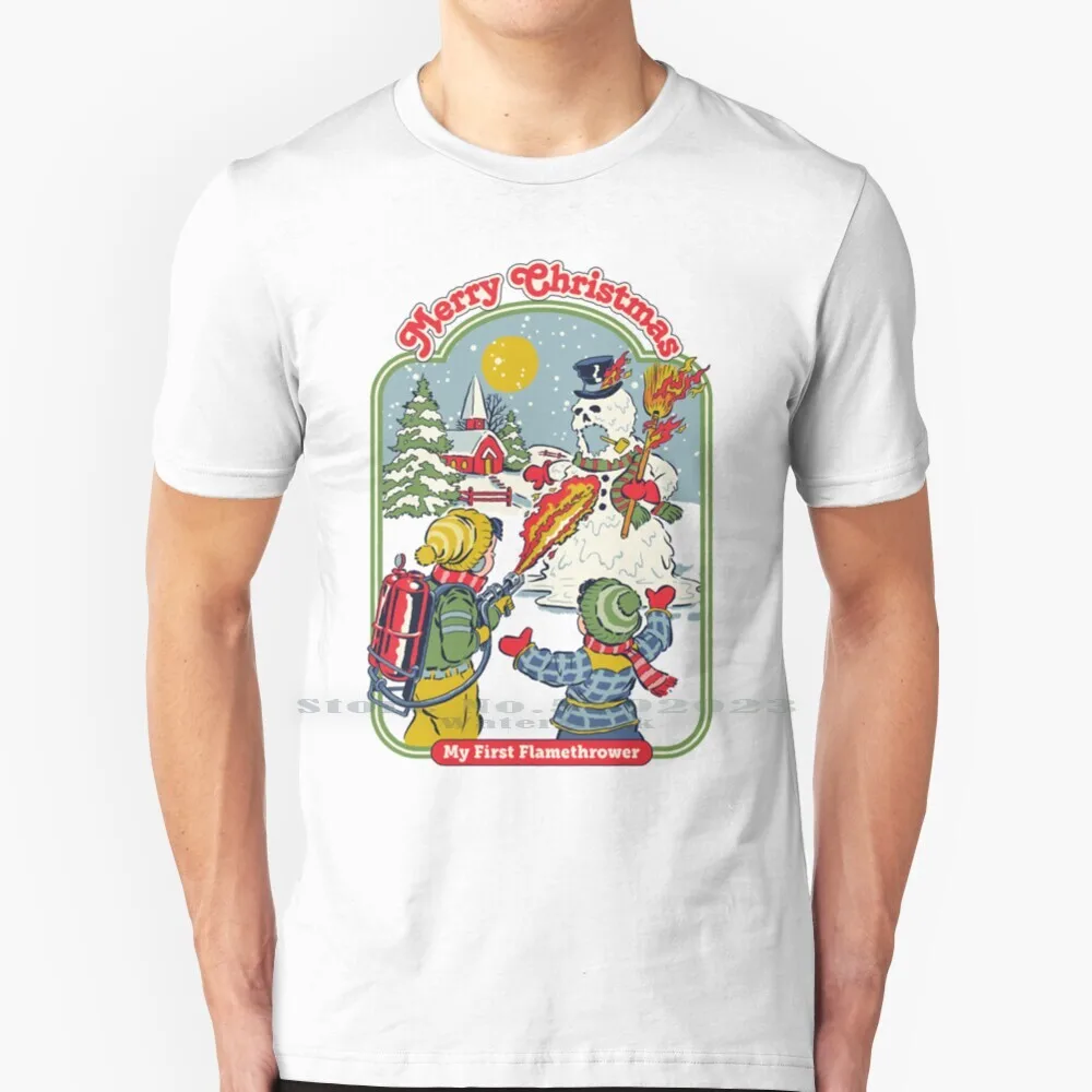 My First Flamethrower T Shirt 100% Pure Cotton Big Size Christmas Snowman Winter Holidays Frosty Festive Retro Vintage Funny