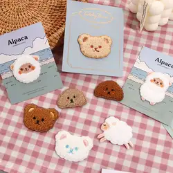 Emblemas alpaca de pelúcia de urso para bebê, adesivos alpaca a ferro para roupas infantis autoadesivos, aplique fofo para diy, 1 peça