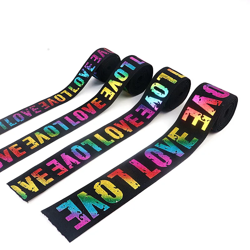 2/2.5/3/4cm Rubber Bands Nylon Jacquard Love Elastic Band Letter LOVE Type Elastic Strap DIY Trouser Belt Sewing Accessories 1M