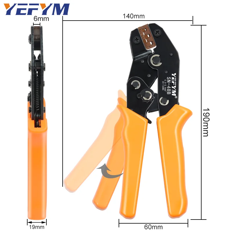 For TAB 2.8 4.8 6.3 Car Terminals SN-48B Crimping Pliers 0.5-2.5mm²/23-13AWG High Precision Jaw Wire Electrical Hand Tools