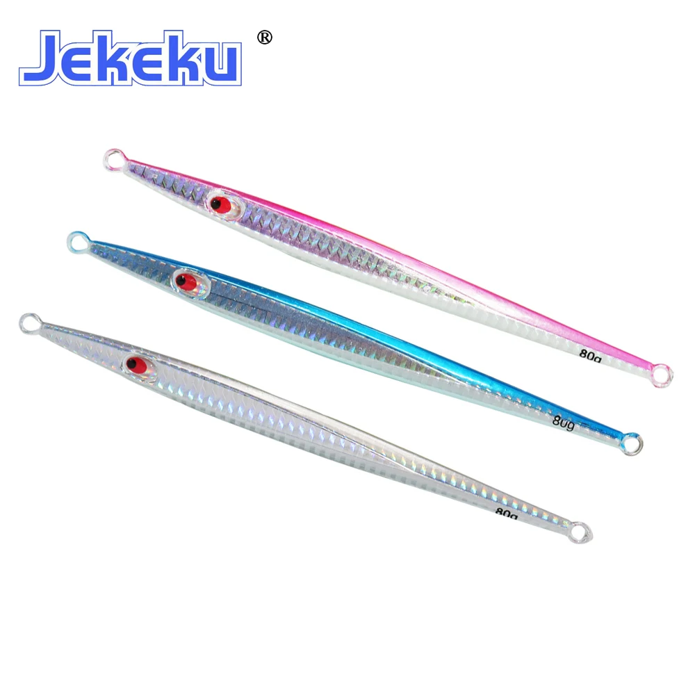 JEKEKU NEW 1pc Slow Jigging Metal Lure 80g 100g 120g 150g Saltwater Metal Fishing Lure Artificial Bait Casting Fishing Tackle