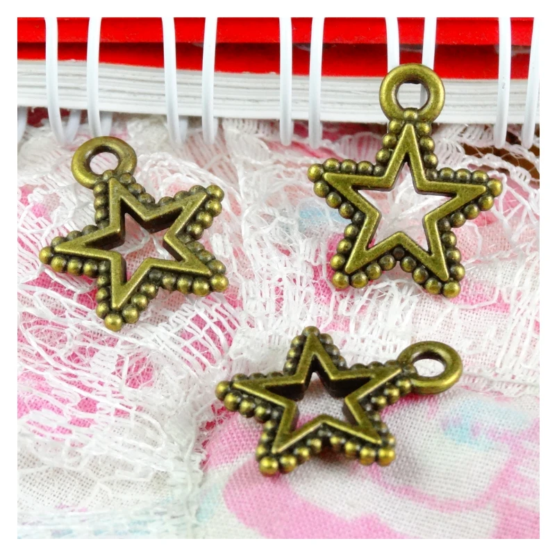 

15*17.2MM 100pcs Antique Bronze Plated Star Handmade Charms Pendant DIY for bracelet necklace