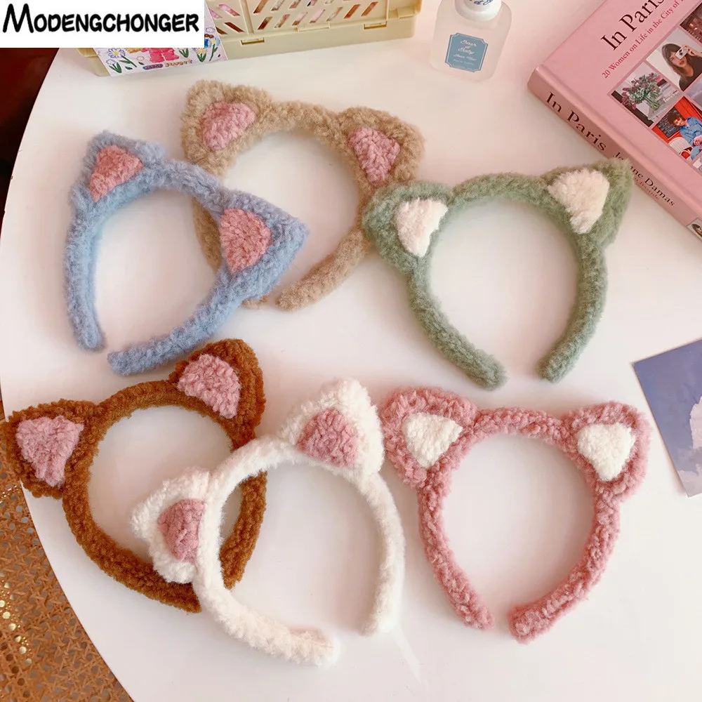 1PC Fashion Soft Cute Cat Ears Face Wash Makeup Mask Facial Hair Tie Headband for Women Girl Simple Hairbands Hair Accessories