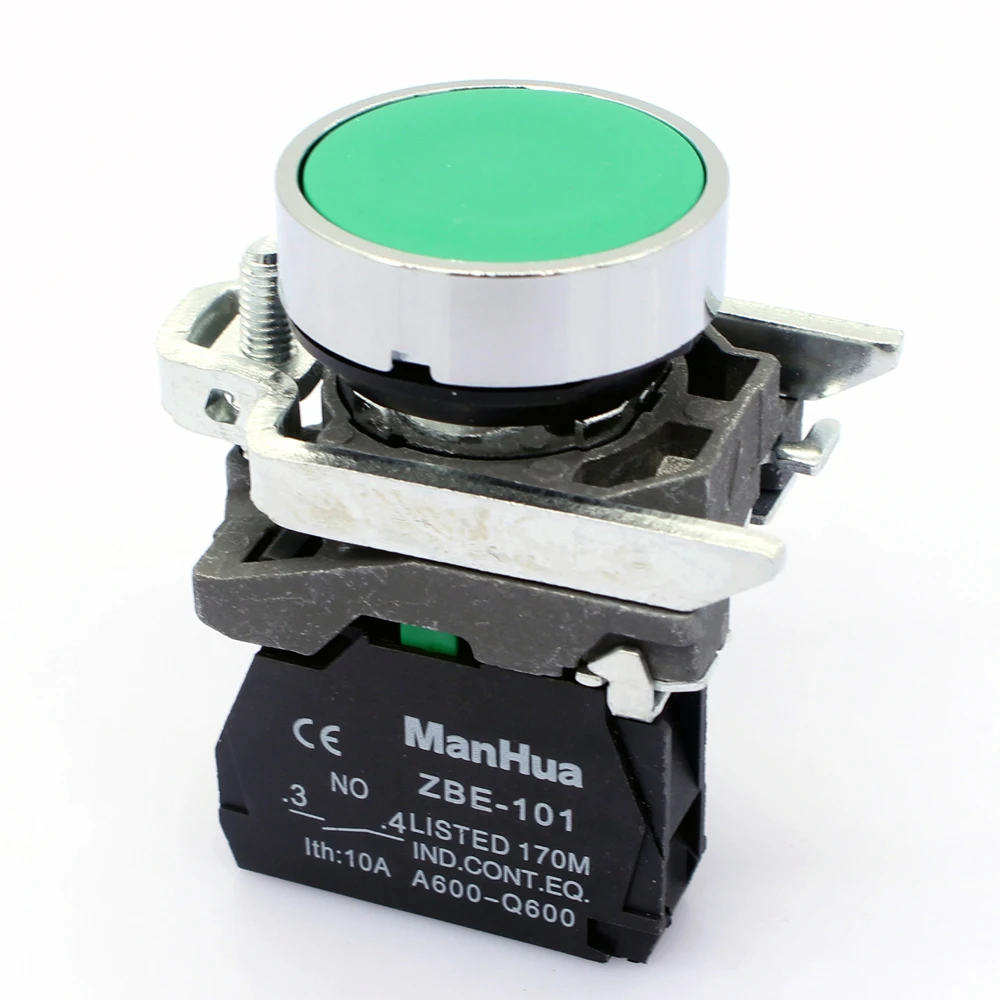 ManHua 10A Control Switch Smart XB4-BA31 Green color spring return button Switch