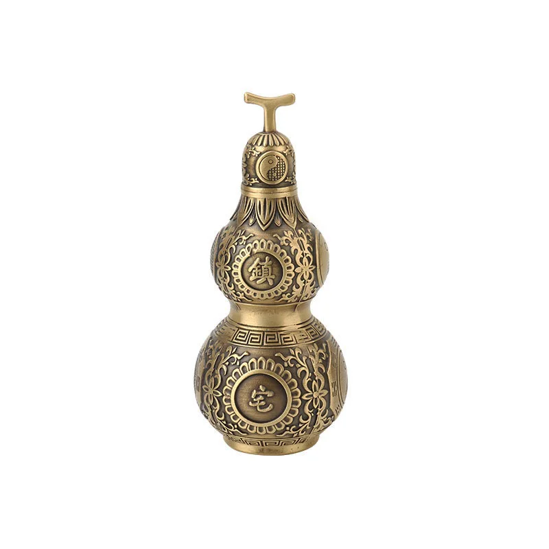 Chinese Feng Shui Copper Bugua Gourd Open lid nterior Qrnaments Pendant Wu Lou Craft For Car Vintage Home Decoration Accessories