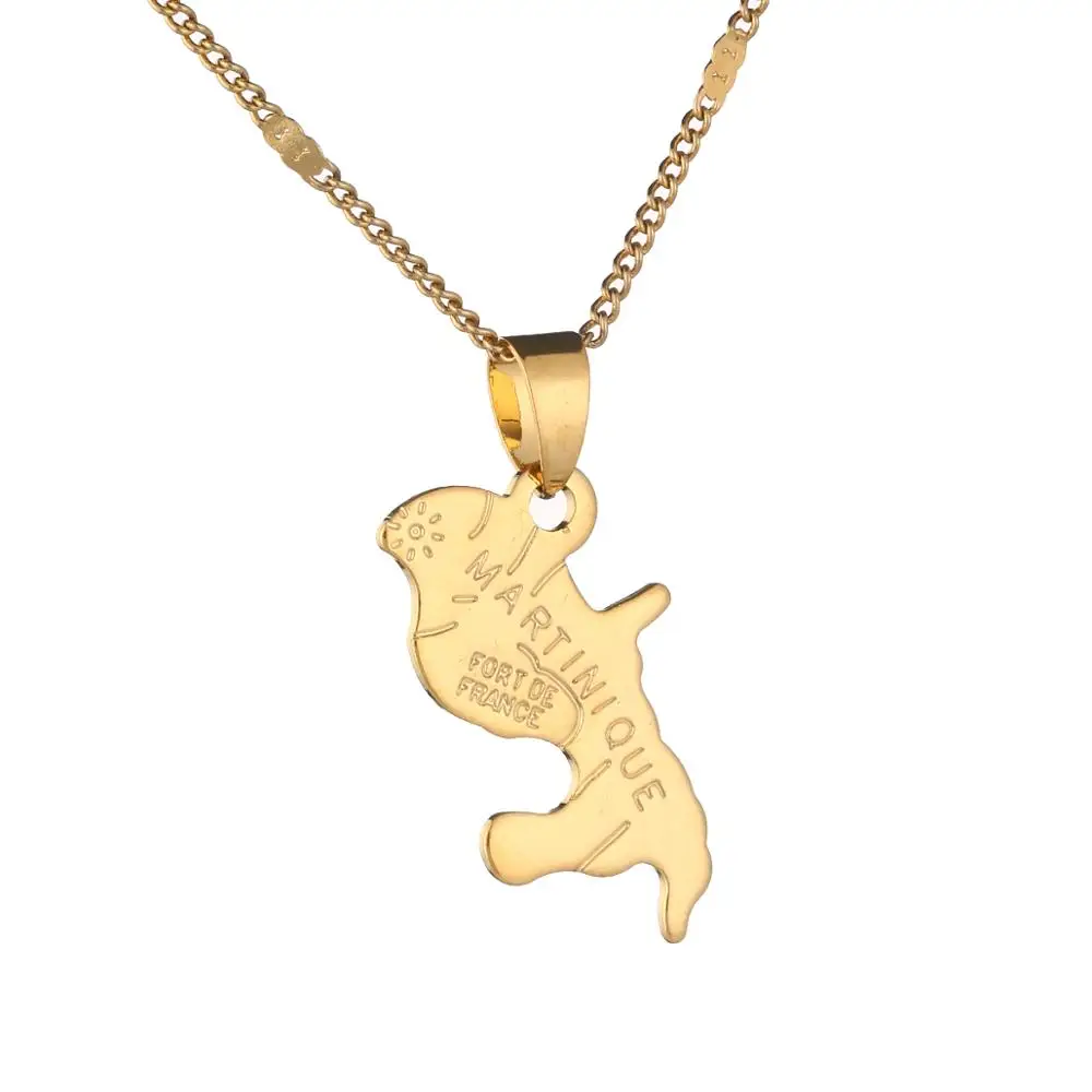 Map of Martinique Necklace Pendants for Women Gold Color Jewelry Martinique Map Jewelry